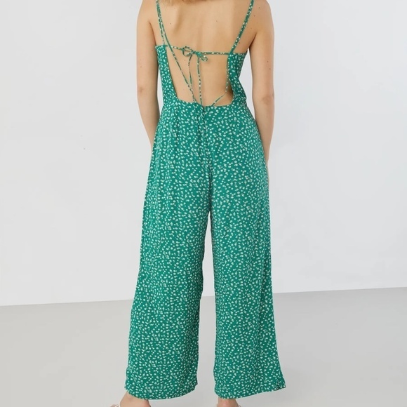 OAK + FORT Green White Floral Daisy Jumpsuit Evergreen Print - Size 0 - Picture 4 of 15